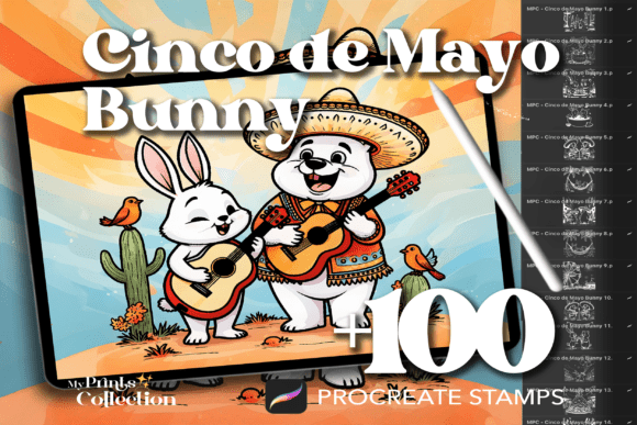 100 Bunny Cinco de Mayo Stamps for Procreate