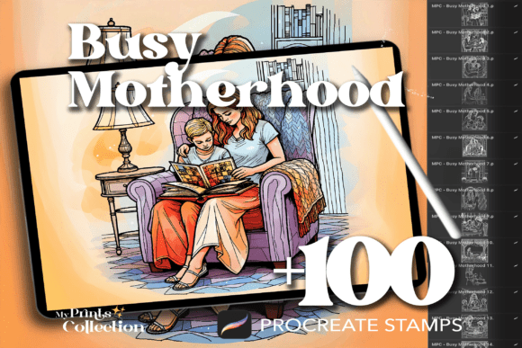 100 Busy Motherhood Procreate: Bringing Real-Life Charm to Digital Art