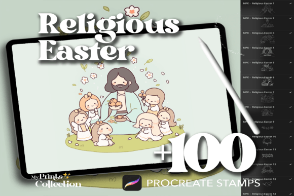 100 Procreate Religious Easter Stamps for Faith-Filled Art