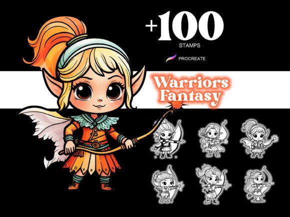 100 Procreate Warriors Fantasy Cartoon