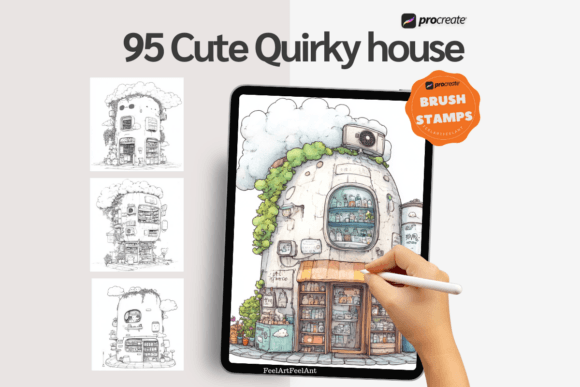 95 Cute Quirky House Procreate Stamps