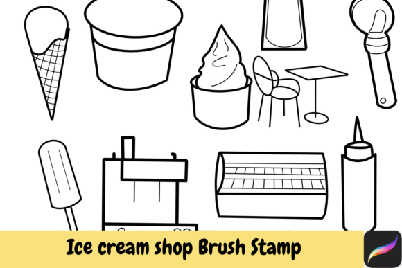 Ice Cream Shop Brush Stamps for Procreate: Creative Design Made Easy