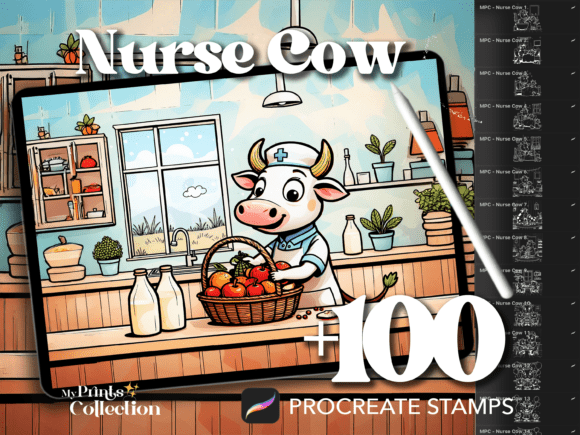 Make Your Art Extra Mooo-ving with the Nurse Cow Procreate Stamp Set