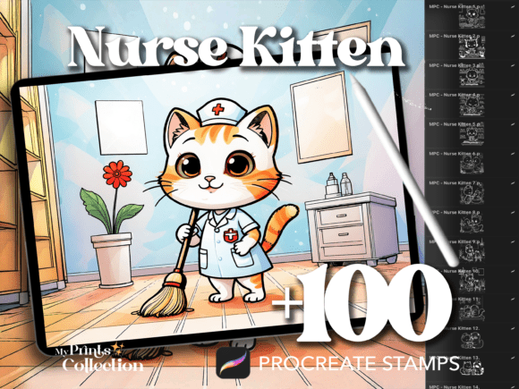 Nurse Kitten Day Procreate Stamp Set: Cuteness Meets Creativity