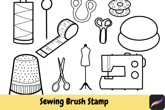 Sewing Brush Stamps for Procreate iPad
